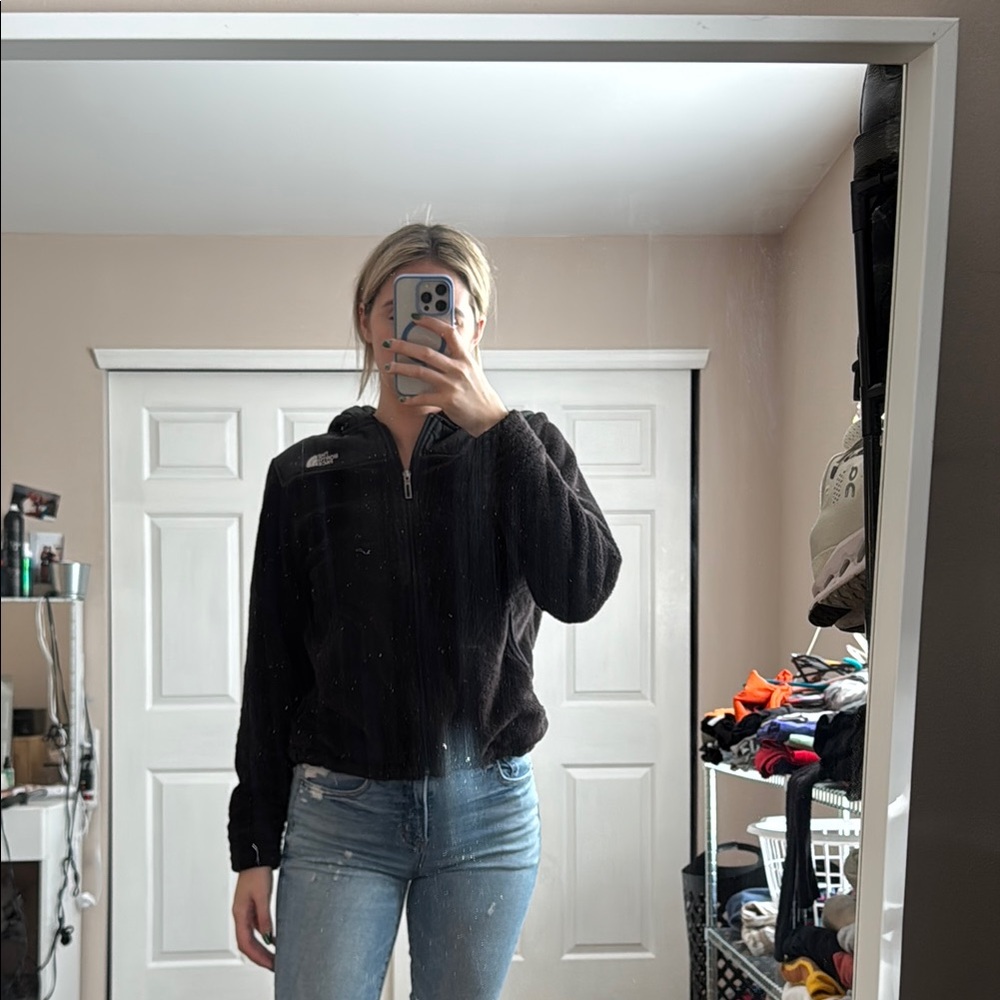 The North Face Black Bomber Jacket with Long Sleeves and High Neckline